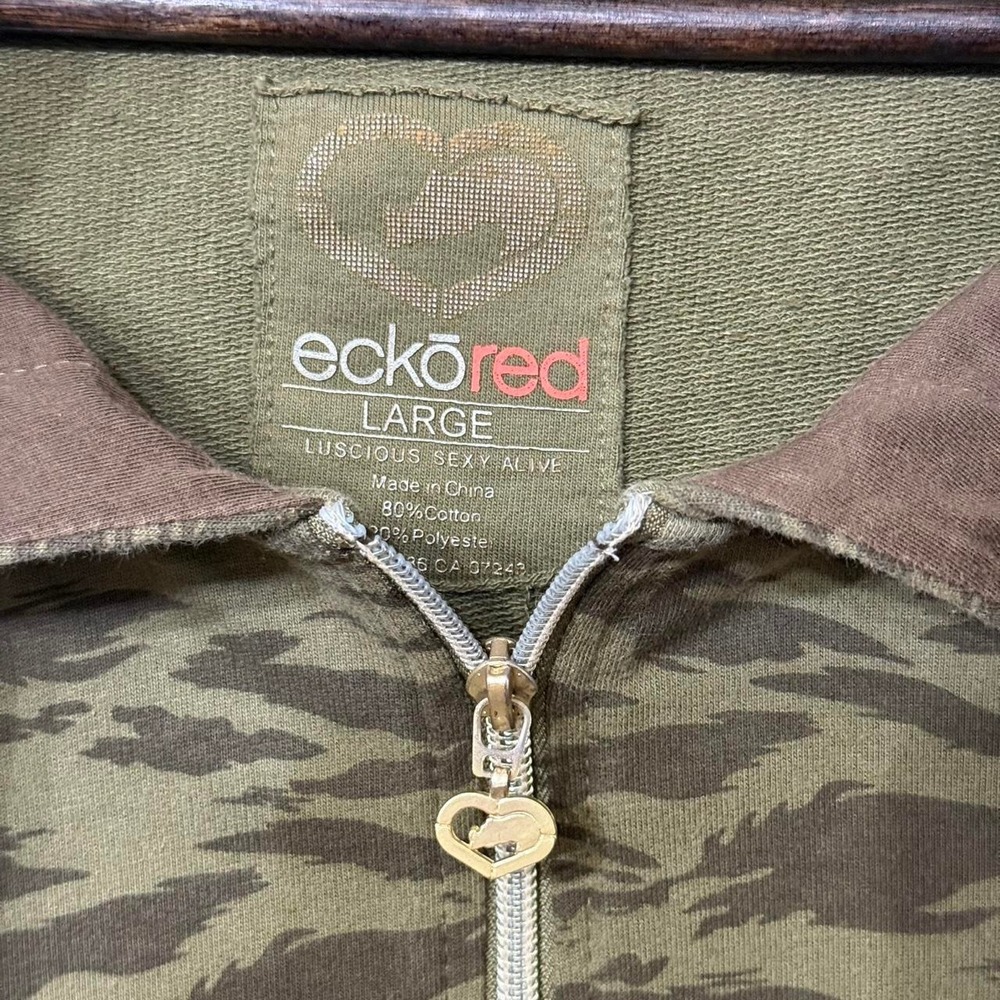 Eckored Green and brown camo zip up hoodie with a relaxed fit - Picture 3 of 3